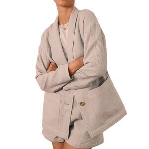 Madewell Lightspun Dorset Cotton Gauze  Blazer Blue L Slouchy Relaxed Casual